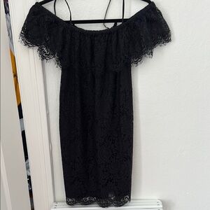 Madewell black lace off the shoulder dress